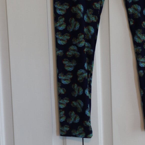 LuLaRoe Disney OS Leggings Navy Blue Scribble Sketch Mickey Multicolor Casual - Picture 9 of 11